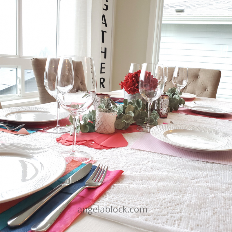 Table set for Valentine's Day dinner
