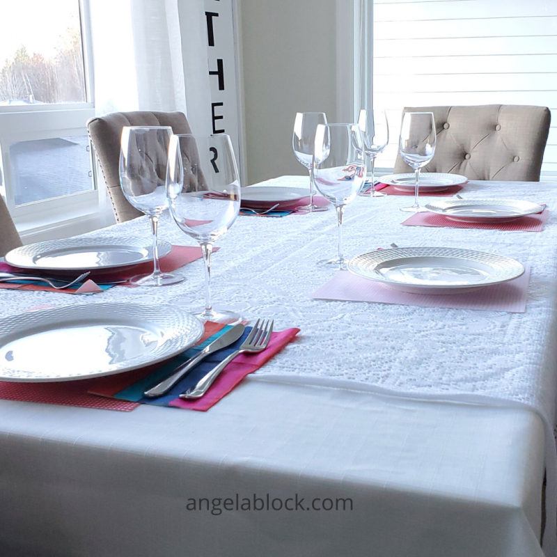 table set for Valentine's Day dinner